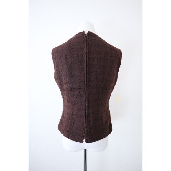 NWT Vintage 1950s Wooly Shell Top Sleeveless Brown Metal Zipper Back - Picture 7 of 12
